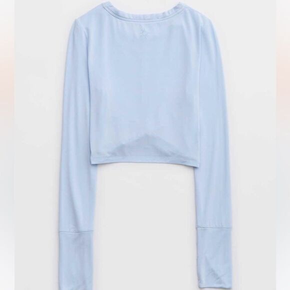 OFFLINE By Aerie Thumbs Up Twist Front Cropped T-Shirt Heather Grey S NWT in pkg - Picture 6 of 10